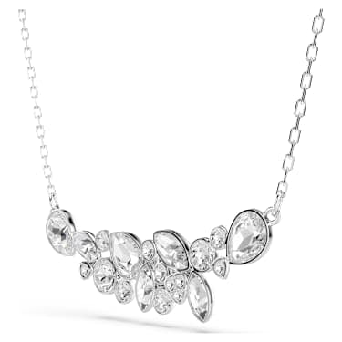 Diapason necklace, Mixed cuts, White, Rhodium plated image 3