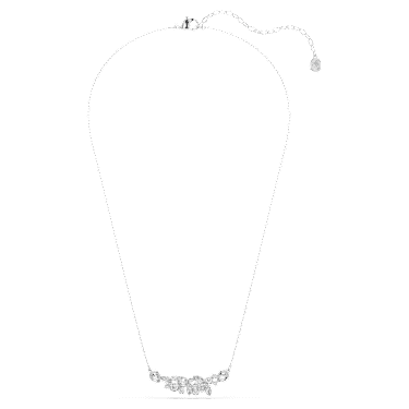 Diapason necklace, Mixed cuts, White, Rhodium plated image 2