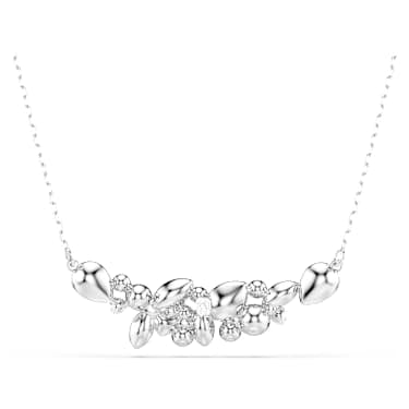 Diapason necklace, Mixed cuts, White, Rhodium plated image 5