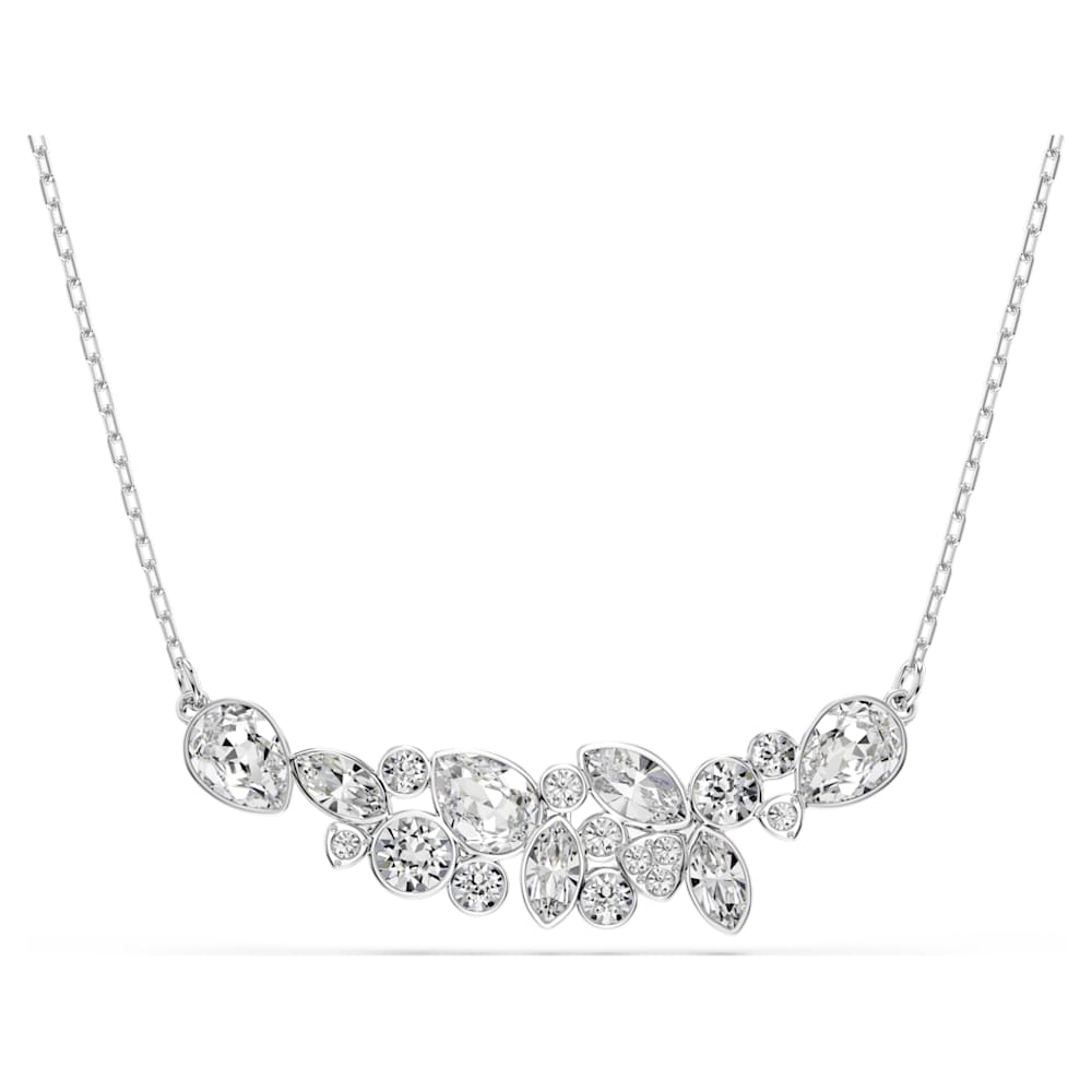 Diapason necklace, Mixed cuts, White, Rhodium plated image 1