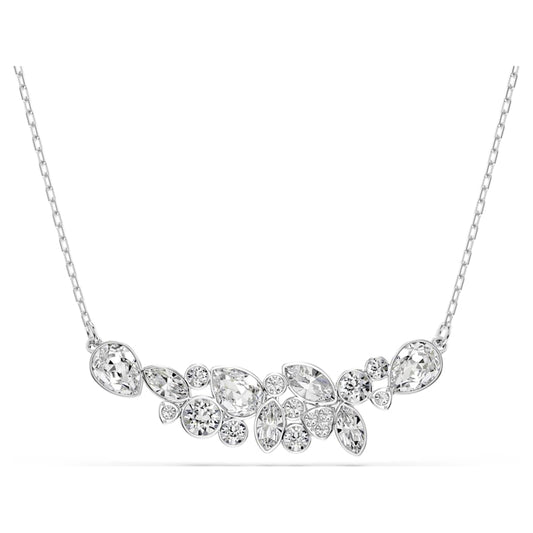 Diapason necklace, Mixed cuts, White, Rhodium plated image 1