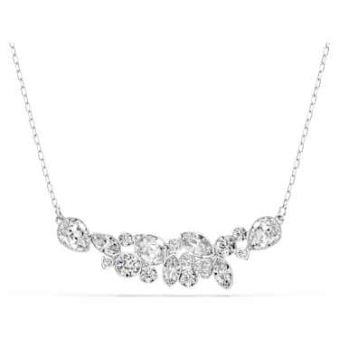Diapason necklace, Mixed cuts, White, Rhodium plated image 6