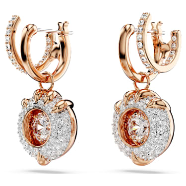 Dragon & Phoenix drop earrings, Dragon's claw, White, 18K rose gold finish image 3