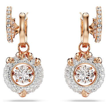 Dragon & Phoenix drop earrings, Dragon's claw, White, 18K rose gold finish image 5