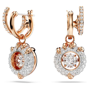 Dragon & Phoenix drop earrings, Dragon's claw, White, 18K rose gold finish image 2