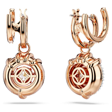 Dragon & Phoenix drop earrings, Dragon's claw, White, 18K rose gold finish image 4