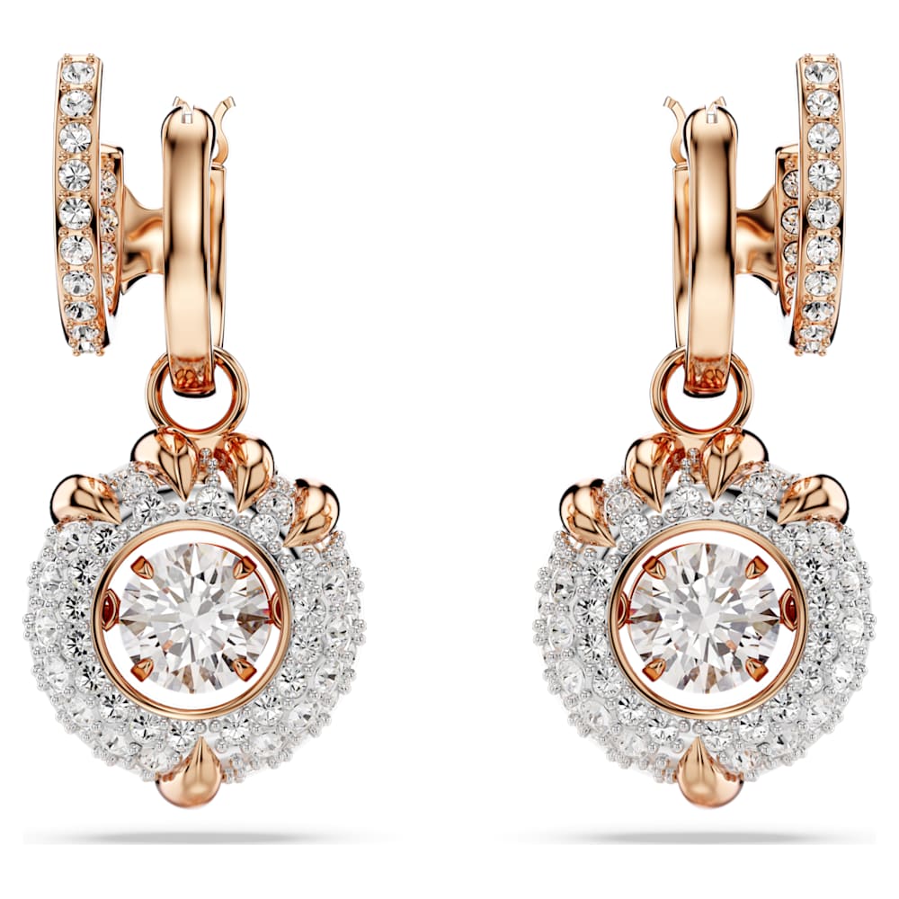 Dragon & Phoenix drop earrings, Dragon's claw, White, 18K rose gold finish image 1