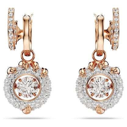 Dragon & Phoenix drop earrings, Dragon's claw, White, 18K rose gold finish image 1