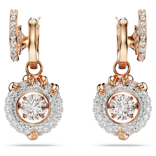 Dragon & Phoenix drop earrings, Dragon's claw, White, 18K rose gold finish image 1