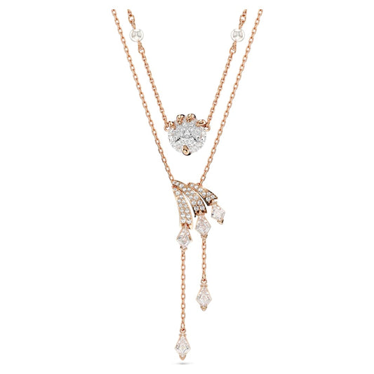 Dragon & Phoenix necklace, Set (2), Crystal pearl, Dragon's claw, White, 18K rose gold finish image 1