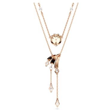 Dragon & Phoenix necklace, Set (2), Crystal pearl, Dragon's claw, White, 18K rose gold finish image 4