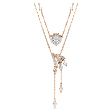 Dragon & Phoenix necklace, Set (2), Crystal pearl, Dragon's claw, White, 18K rose gold finish image 5