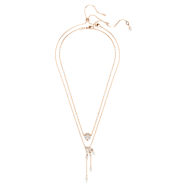 Dragon & Phoenix necklace, Set (2), Crystal pearl, Dragon's claw, White, 18K rose gold finish image 2
