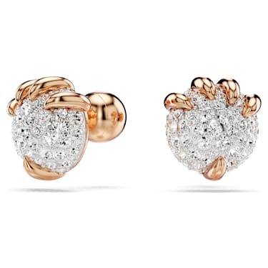 Dragon & Phoenix stud earrings, Dragon's claw, White, 18K rose gold finish image 5