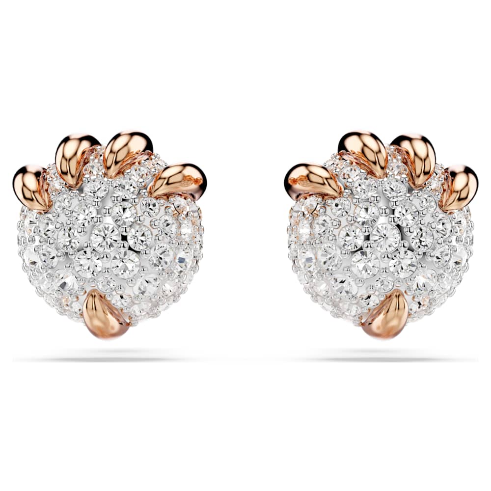 Dragon & Phoenix stud earrings, Dragon's claw, White, 18K rose gold finish image 1