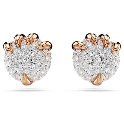 Dragon & Phoenix stud earrings, Dragon's claw, White, 18K rose gold finish image 1