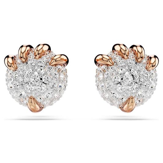 Dragon & Phoenix stud earrings, Dragon's claw, White, 18K rose gold finish image 1