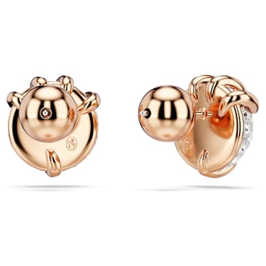 Dragon & Phoenix stud earrings, Dragon's claw, White, 18K rose gold finish image 4