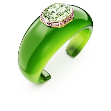 Dulcis cuff, Octagon cut, Green, 18K gold finish image 3