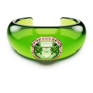 Dulcis cuff, Octagon cut, Green, 18K gold finish image 5