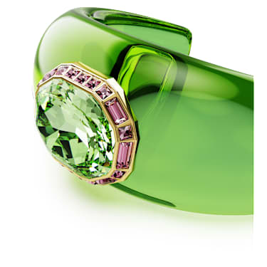 Dulcis cuff, Octagon cut, Green, 18K gold finish image 2
