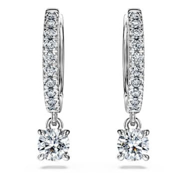 Eternity drop earrings, Lab-grown diamonds 0.7 ct tw, Round shape, 14K white gold image 2
