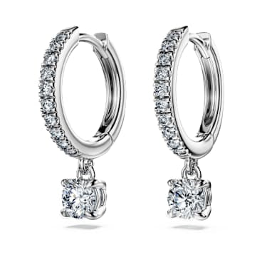 Eternity drop earrings, Lab-grown diamonds 0.7 ct tw, Round shape, 14K white gold image 3