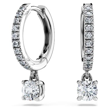 Eternity drop earrings, Lab-grown diamonds 0.7 ct tw, Round shape, 14K white gold image 6