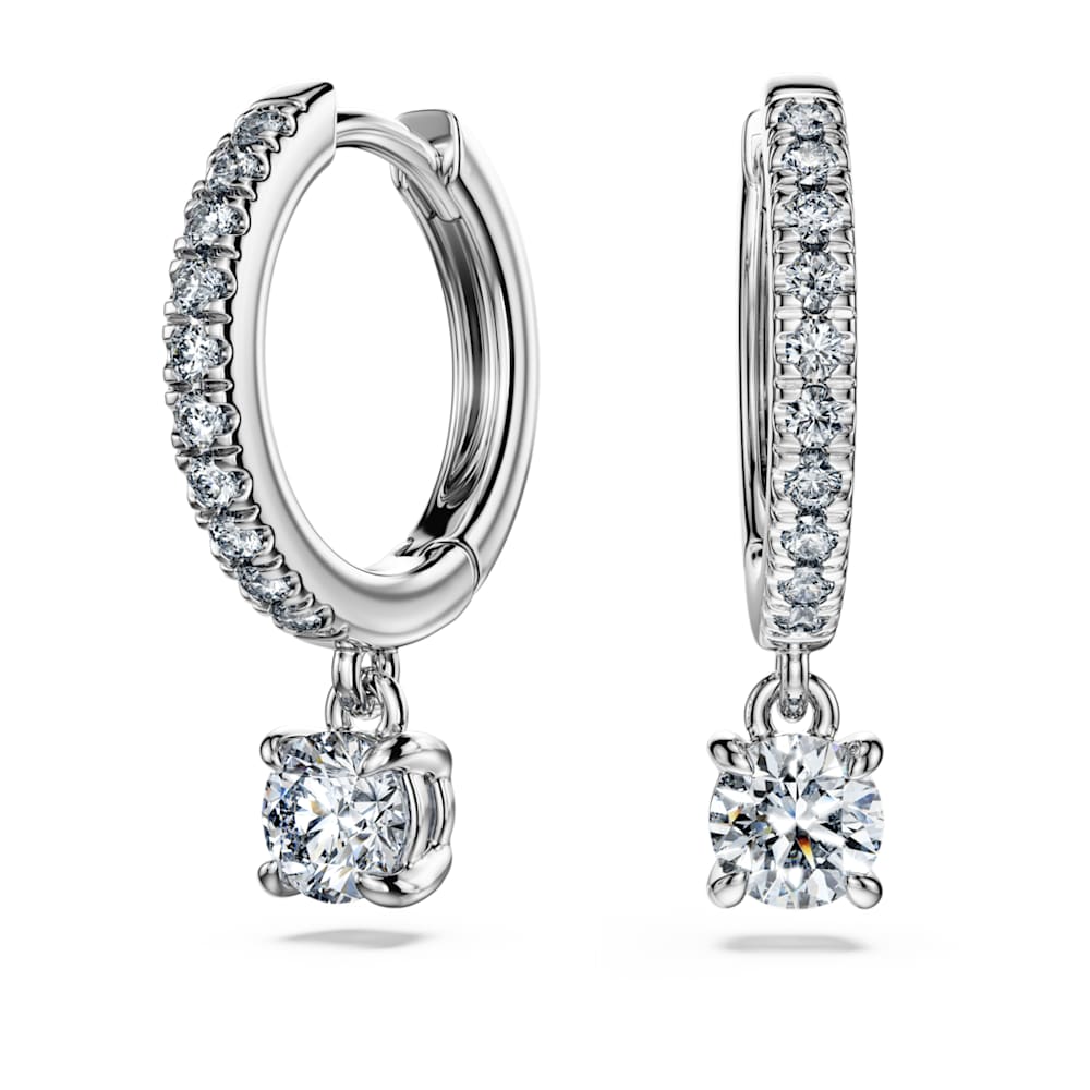 Eternity drop earrings, Lab-grown diamonds 0.7 ct tw, Round shape, 14K white gold image 1