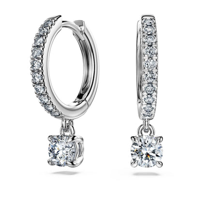 Eternity drop earrings, Lab-grown diamonds 0.7 ct tw, Round shape, 14K white gold image 1