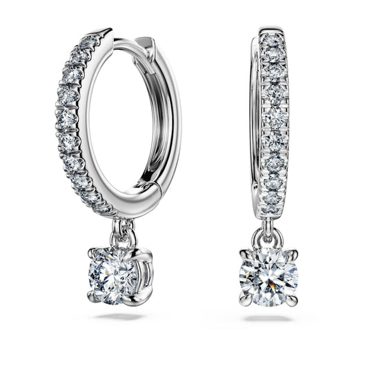 Eternity drop earrings, Lab-grown diamonds 0.7 ct tw, Round shape, 14K white gold image 1