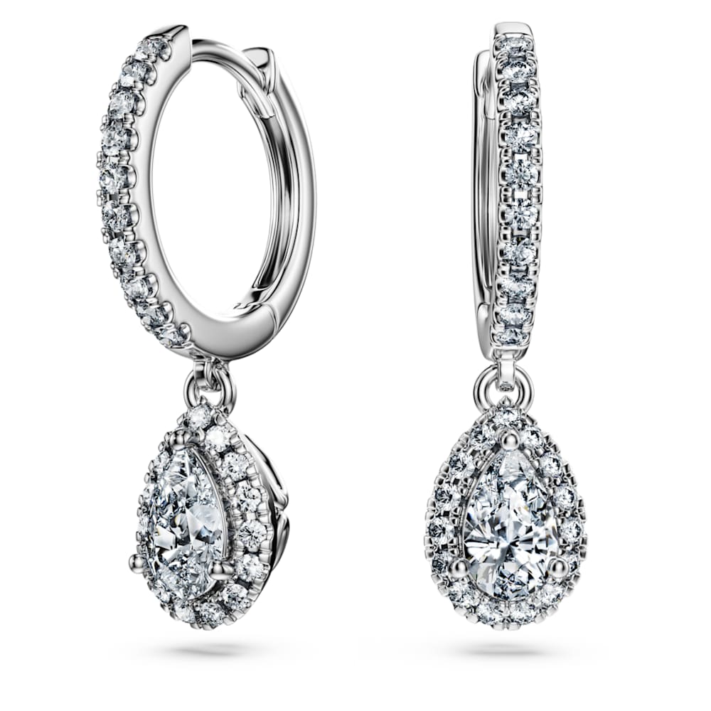 Eternity drop earrings, Lab-grown diamonds 1.25 ct tw, Pear shape, 14K white gold image 1