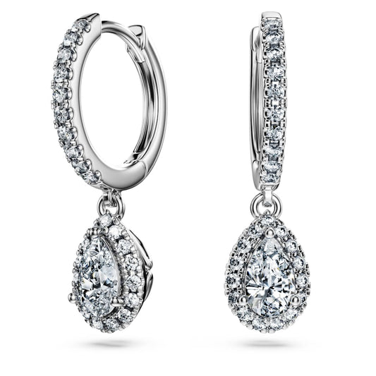 Eternity drop earrings, Lab-grown diamonds 1.25 ct tw, Pear shape, 14K white gold image 1