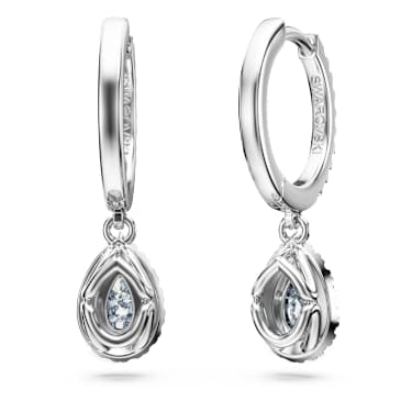 Eternity drop earrings, Lab-grown diamonds 1.25 ct tw, Pear shape, 14K white gold image 4