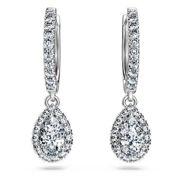 Eternity drop earrings, Lab-grown diamonds 1.25 ct tw, Pear shape, 14K white gold image 2