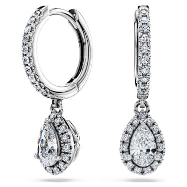Eternity drop earrings, Lab-grown diamonds 1.25 ct tw, Pear shape, 14K white gold image 6