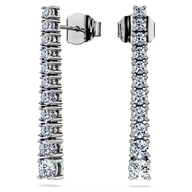 Eternity drop earrings, Lab-grown diamonds 1.3 ct tw, Round shape, 14K white gold image 6