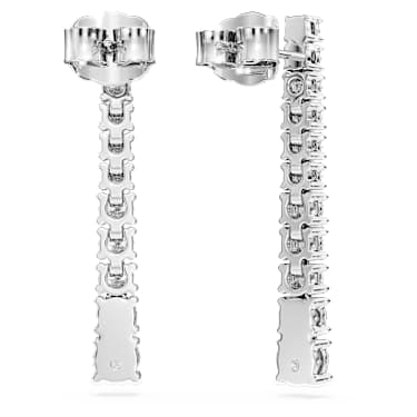 Eternity drop earrings, Lab-grown diamonds 1.3 ct tw, Round shape, 14K white gold image 4