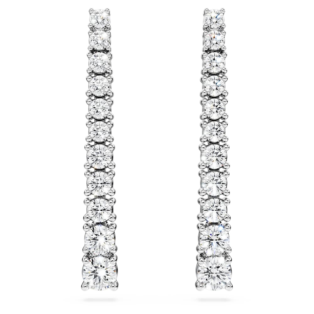 Eternity drop earrings, Lab-grown diamonds 1.3 ct tw, Round shape, 14K white gold image 1