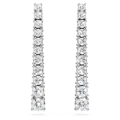 Eternity drop earrings, Lab-grown diamonds 1.3 ct tw, Round shape, 14K white gold image 1