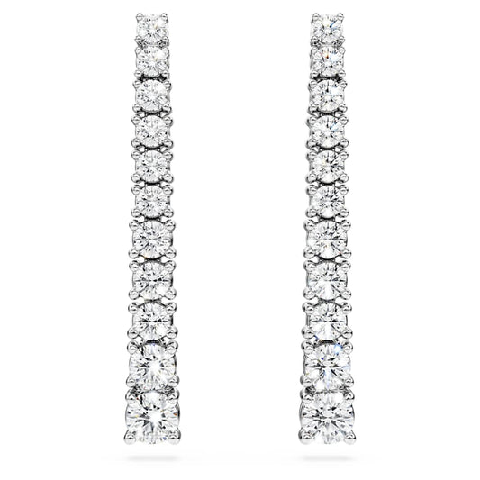 Eternity drop earrings, Lab-grown diamonds 1.3 ct tw, Round shape, 14K white gold image 1