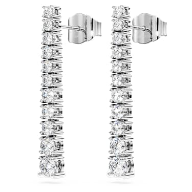 Eternity drop earrings, Lab-grown diamonds 1.3 ct tw, Round shape, 14K white gold image 3