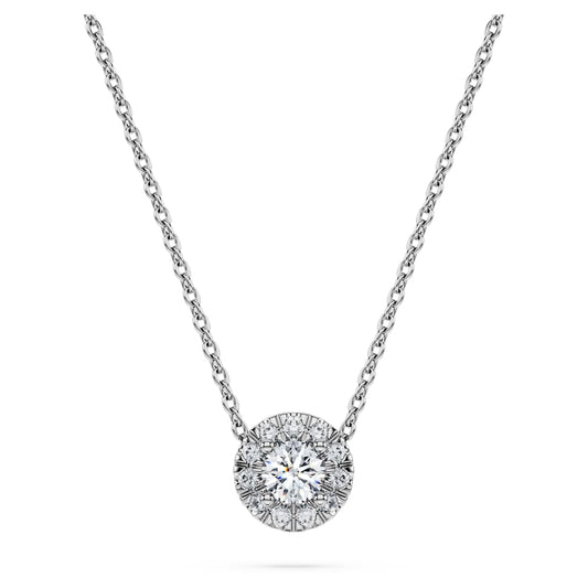 Eternity halo solitaire pendant, Lab-grown diamonds 0.23 ct tw, Round shape, Sterling silver image 1