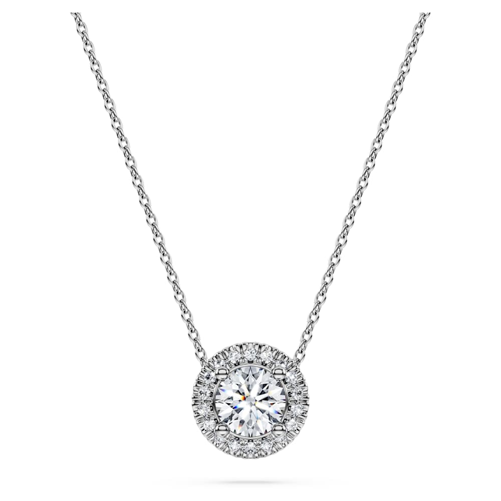 Eternity halo solitaire pendant, Lab-grown diamonds 0.59 ct tw, Round shape, 14K white gold image 1