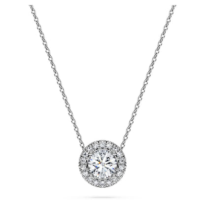 Eternity halo solitaire pendant, Lab-grown diamonds 0.59 ct tw, Round shape, 14K white gold image 1