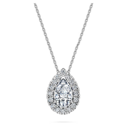 Eternity halo solitaire pendant, Lab-grown diamonds 1 ct tw, Pear shape, 14K white gold image 1