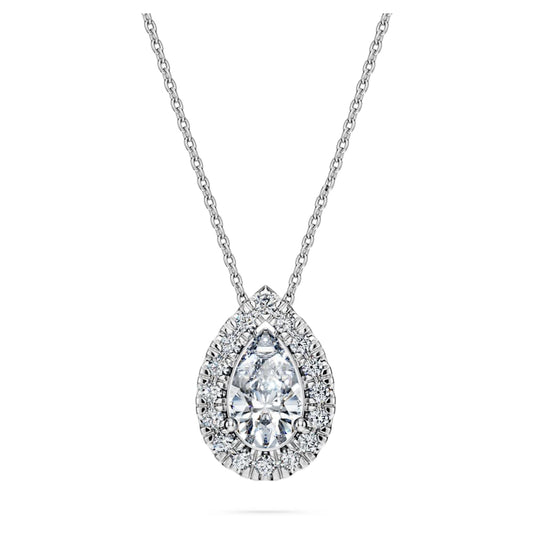 Eternity halo solitaire pendant, Lab-grown diamonds 1 ct tw, Pear shape, 14K white gold image 1