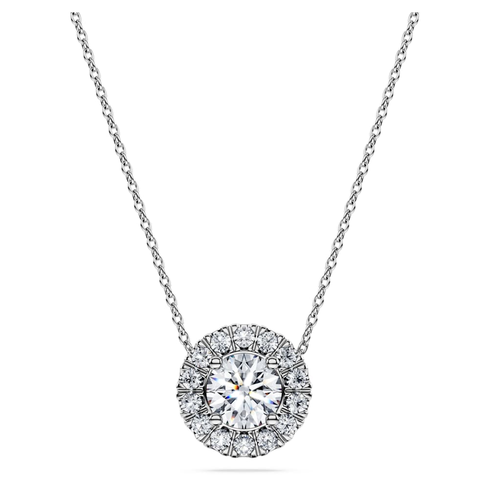 Eternity halo solitaire pendant, Lab-grown diamonds 1 ct tw, Round shape, 14K white gold image 1