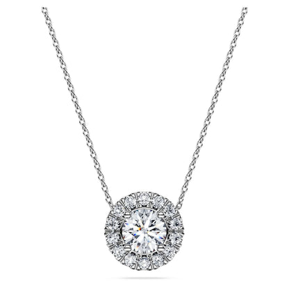 Eternity halo solitaire pendant, Lab-grown diamonds 1 ct tw, Round shape, 14K white gold image 1