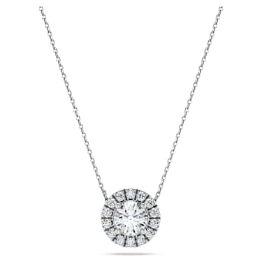 Eternity halo solitaire pendant, Lab-grown diamonds 1 ct tw, Round shape, 14K white gold image 6